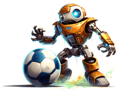 robot Football player illustration white background. Generative Aiの素材