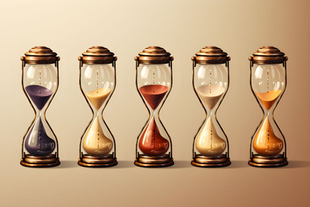Antique hourglass timer illustration, classic, light brown background.Generative Aiの素材