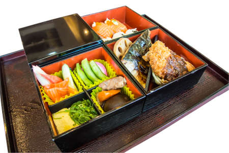 japanese bento set on trayの写真素材