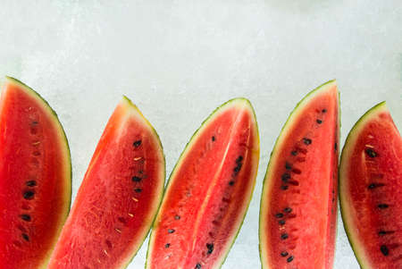 watermelon display on ice fromの写真素材