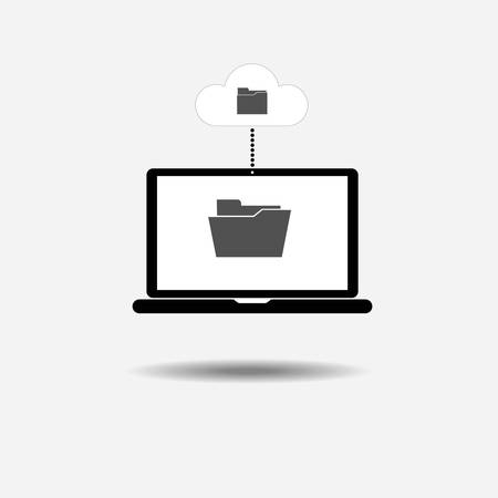 Mnitor folder clound  icon, flat design  icon illustrationのイラスト素材