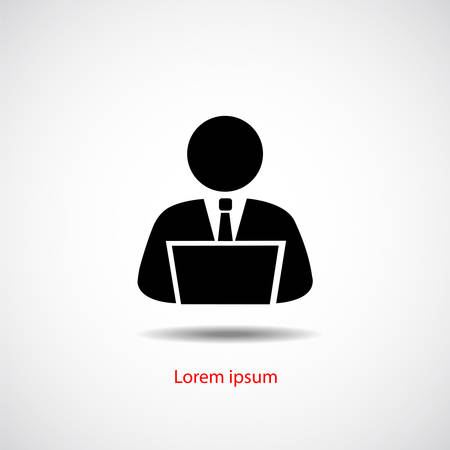 Person using computer, icon flat design illustrationのイラスト素材