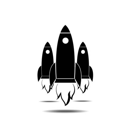 Flat rocket  in a flat style.Start up concept symbol space rocket ship Sky Icon.vector illustratorのイラスト素材