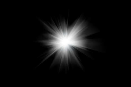 Digital lens flare, sun burst on black background.の写真素材