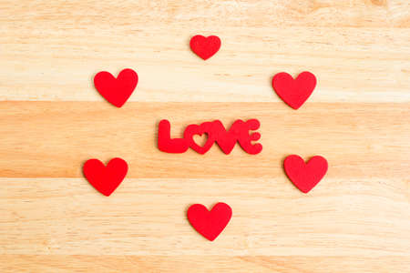 Love heart Valentine on a wooden background.の写真素材
