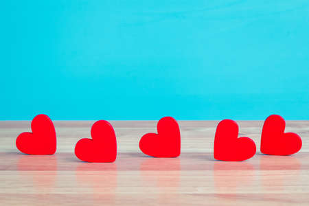 hearts on a wooden background,Valentine's Dayの写真素材