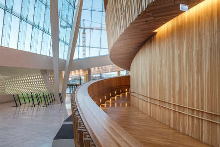 OSLO, NORWAY - APRIL 22 2016: Oslo Opera House in Oslo, Norway. It is the home of The Norwegian National Opera and Ballet, and the national opera theatre in Norway. The building is situated in the BjÃ¸rvika neighborhood of central Oslo, at the head of theのeditorial素材