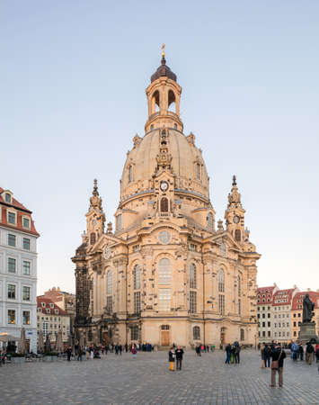 DRESDEN, GERMANY - OCTOBER 11, 2015: The Dresden Frauenkirche is a Lutheran church in Dresden, the capital of the German state of Saxony.のeditorial素材
