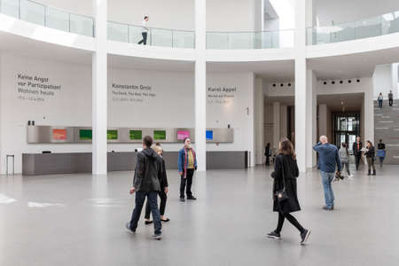 MUNICH, GERMANY - FEB 3 2016: The Pinakothek der Moderne is a modern art museum, situated in the...
