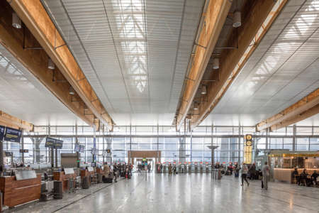 GARDERMOEN, NORWAY - APRIL 23 2016: Oslo Airport is the main international airport serving Oslo, the capital of and most populous city in Norway. Oslo is also served by the low-cost Torp and Rygge airports.のeditorial素材