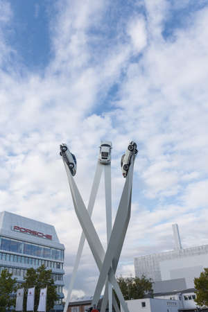 STUTTGART, GERMANY - SEP 18 2015: The Porsche Museum is an automobile museum in the Zuffenhausen district of Stuttgart, Germany on the site of carmaker Porsche. The museum was designed by the architects Delugan Meissl. The museum, which is as flexible as のeditorial素材