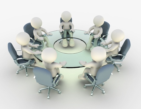 3d people and conference table - This is a 3d render illustrationの写真素材