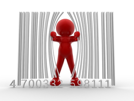 3d person and bar code - This is a 3d render illustration の写真素材