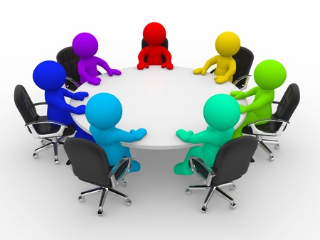 3d people of different nationalities at the conference table 3d people of different nationalities at the conference table