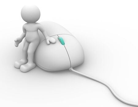 3d people icon  and a mouse - This is a 3d render illustrationの写真素材