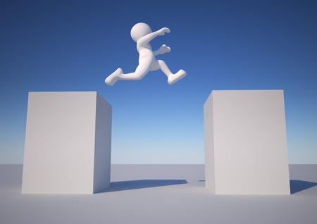 3d people icon jumping - This is a 3d render illustration