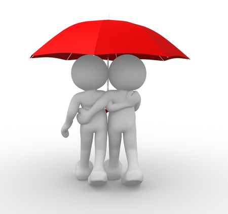 3d people- human character people under the umbrella - This is a 3d render illustrationの写真素材