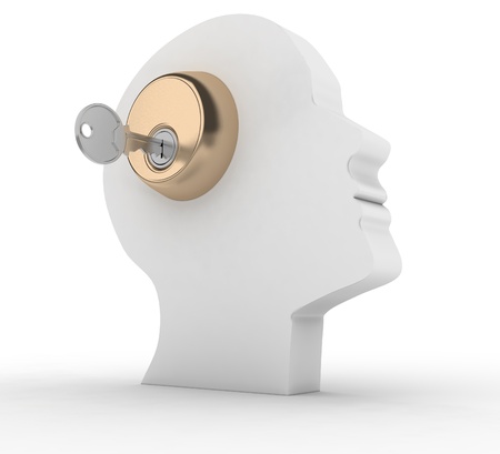 Head with key  This is a 3d render illustrationの写真素材