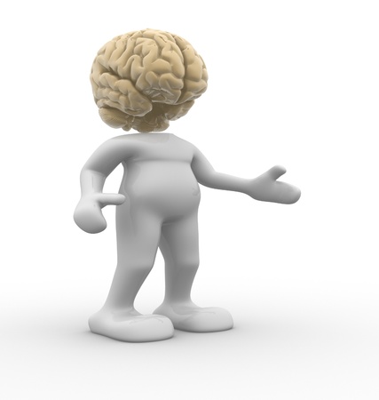 3d people - human character brain-shaped head  3d render illustrationの写真素材