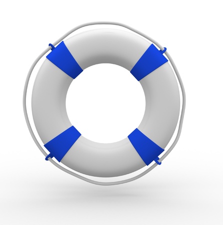 Life buoy blue on white background - This is a 3d render illustrationの写真素材