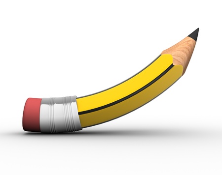 Bent pencil on white background- This is a 3d render illustrationの写真素材