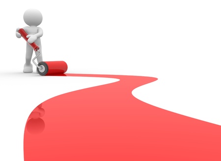 3d people - human character with roller brush  This is a 3d render illustrationの写真素材