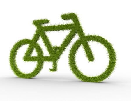 Bike of grass on white background  3d render illustrationの写真素材