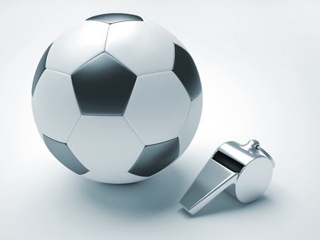 A fotball and a whistle - 3d render illustrationの写真素材