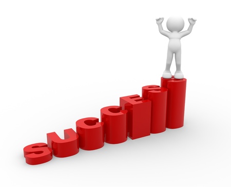 3d people - human character  on success stair. 3d render illustration の写真素材