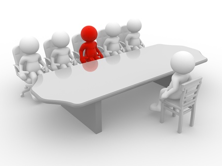 3d people - human character, employee and employer in the meeting. 3d render の写真素材