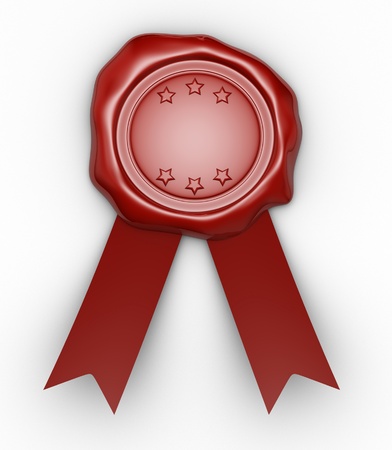 Wax seal  and  ribbon. This is a 3d render illustration の写真素材