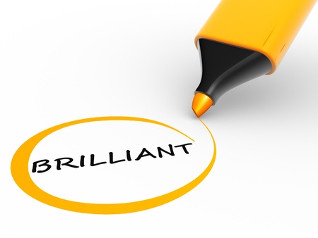Marker pencil and " Brilliant " word. 3d render Marker pencil and " Brilliant " word. 3d render