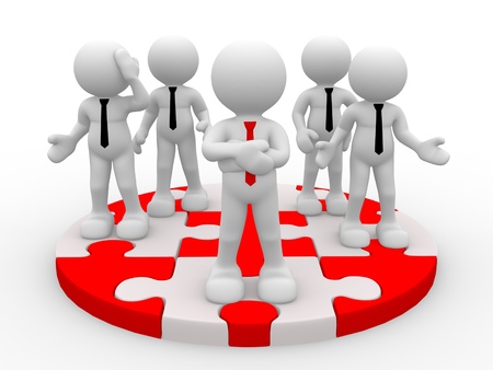 3d people - human character, person in group. Successful business team and their leader. 3d render の写真素材
