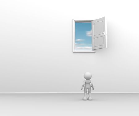 3d people - human character , person and an open door to heaven. 3d render illustration の写真素材