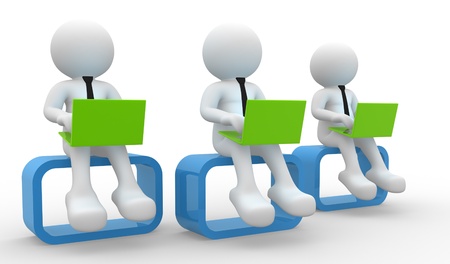 3d people - men, person with a laptop の写真素材