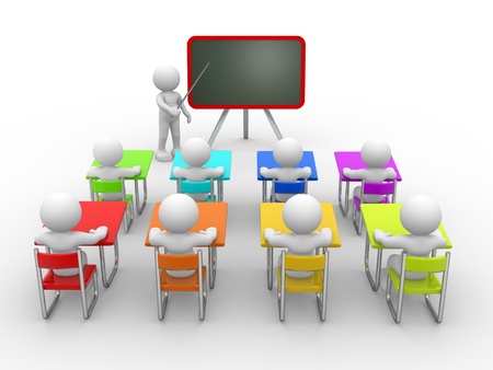 3d people - men , person with pointer in hand close to blackboard. Concept of education and learning. 3d people - men , person with pointer in hand close to blackboard. Concept of education and learning.