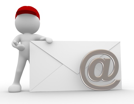  3d people - man, person with envelope  Postman send an email の写真素材