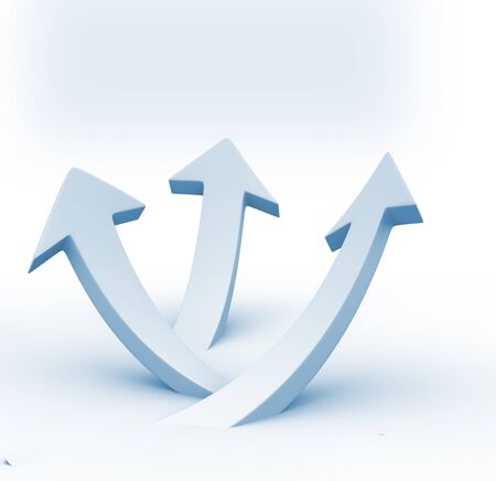 White arrows up grouped . Business success conceptの写真素材