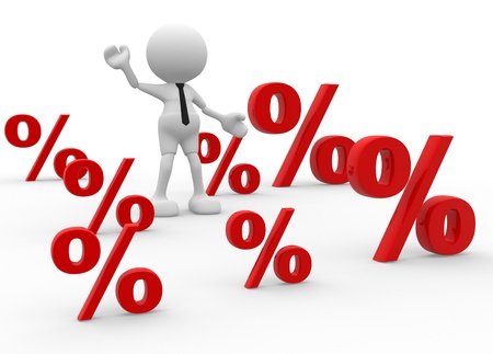 3d people - man, person with percent sign . %. Concept of discount.の写真素材