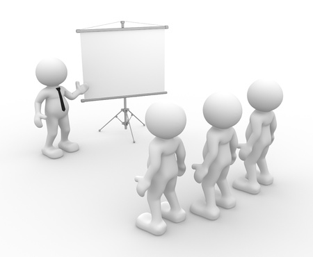 3d people - men, person presenting at a flip-chart  Leadership and team  の写真素材