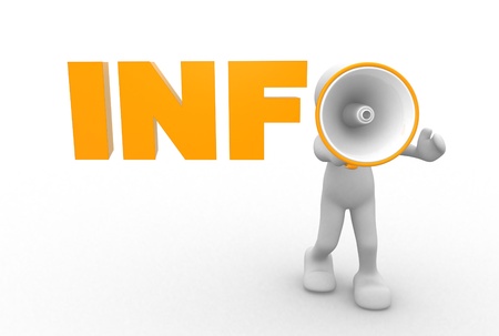 3d people - man, person with a megaphone and word  Info の写真素材