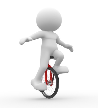 3d people - men, person with unicycle. の写真素材