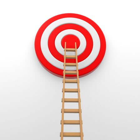 Ladder to the middle of the red target. 3d renderの写真素材