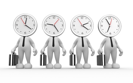 3d people - man, person running out of time  A clockの写真素材