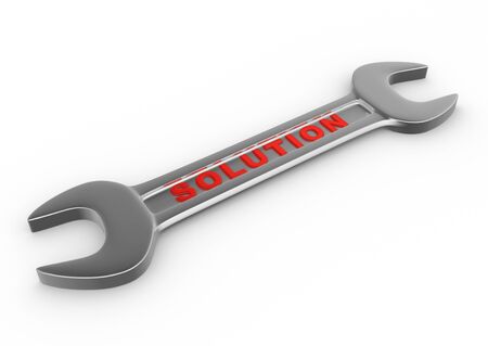 3d wrench with word " solution". の写真素材