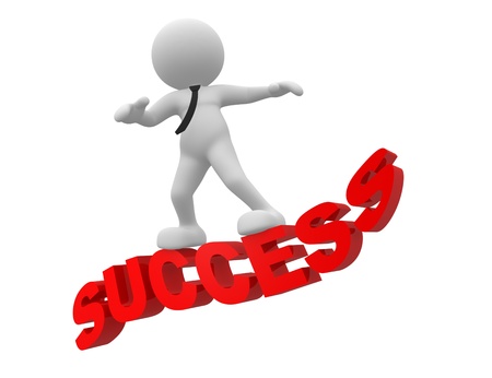 3d people - man, person flying on word  success   The concept of success の写真素材