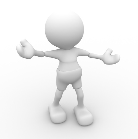 3d people - man, person - welcome and be happyの写真素材