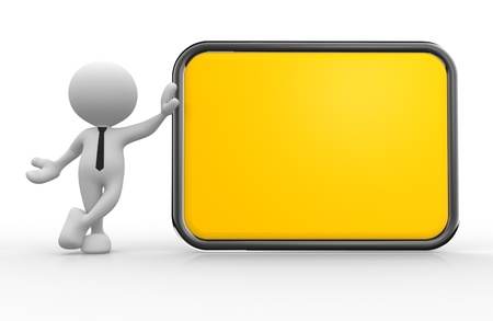 3d people - man, person with blank boardの写真素材