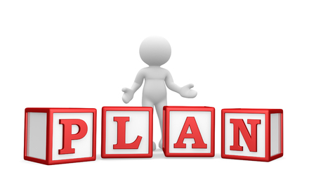 3d people - man, person with a cubes and word PLAN の写真素材