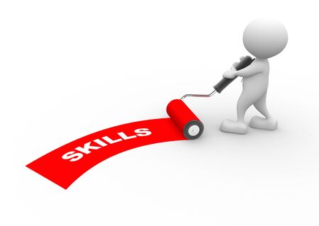 3d people - man, person with rollerの写真素材